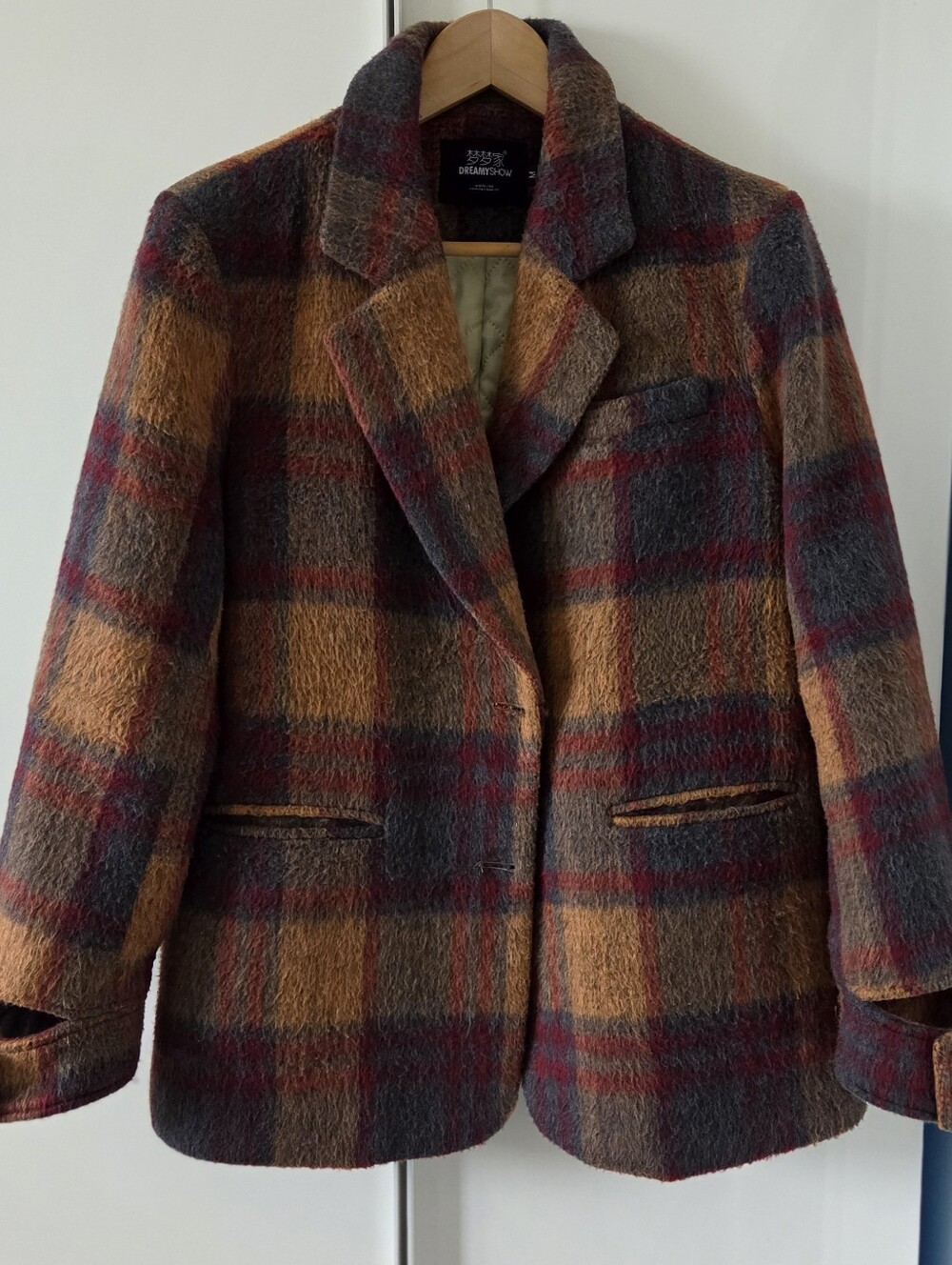Plaid Mohair and Wool Blazer M